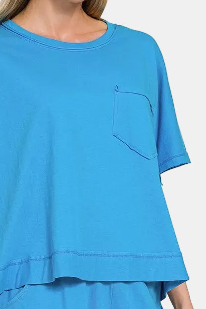 Exposed Seam Boxy Top & Shorts Set / DEEP SKY