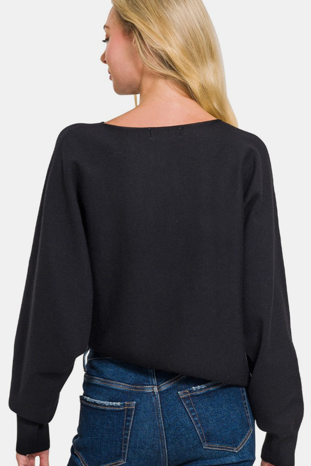 Viscose Asymmetric Hem and Sleeve Sweater