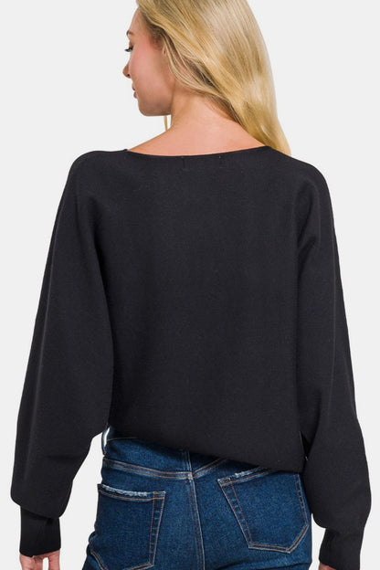 Viscose Asymmetric Hem and Sleeve Sweater