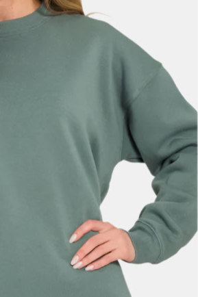 Fleece Round Neck Sweatshirt / ASH JADE