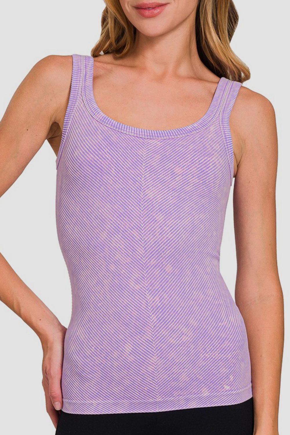 Stone Washed Ribbed Seamless Tank Top