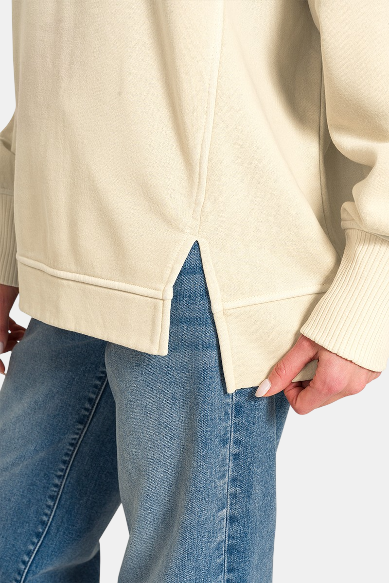 Pigment Dye Exposed-Seam Fleece Sweatshirt / SAND BEIGE
