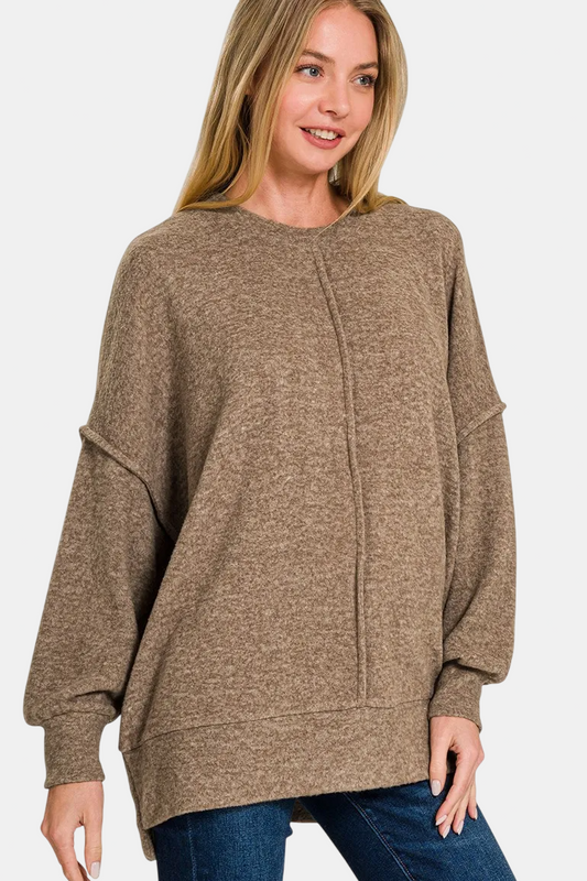 Brushed Melange Hacci Oversized Sweater / MOCHA