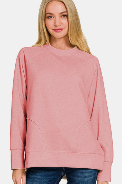 Scuba Round Neck Pullover With Side Slits