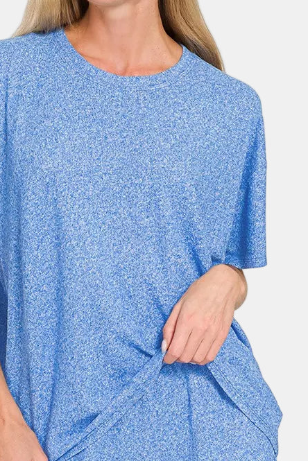 Soft Melange Short Sleeve Tee & Shorts Set / OCEAN BLUE