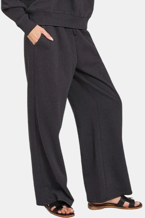 Fleece Long Sleeve Pullover & Sweatpants Set / BLACK