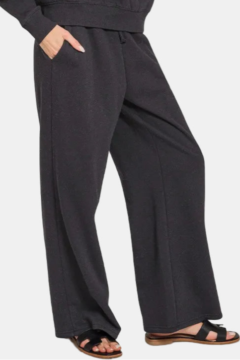 Fleece Long Sleeve Pullover & Sweatpants Set / BLACK