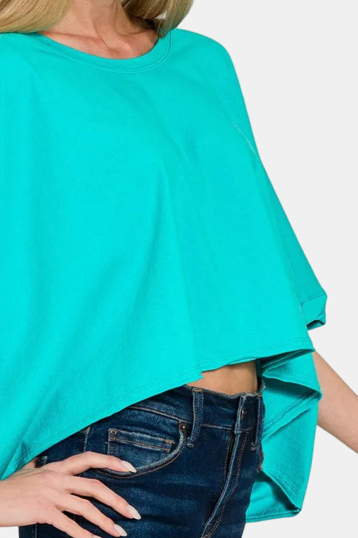Premium Cotton Oversized Round Neck Box Tee / TURQUOISE