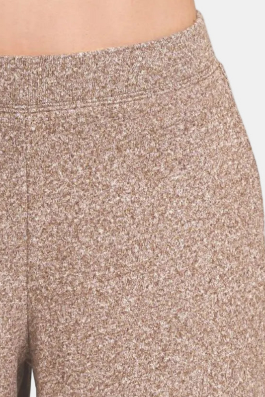 Soft Melange Hacci Elastic Waisted Shorts / BROWN