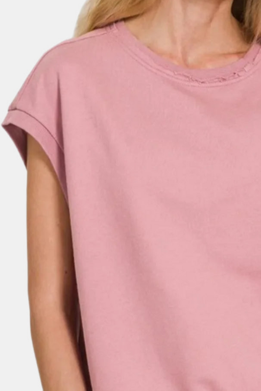 French Terry Sleeveless Top / LT ROSE
