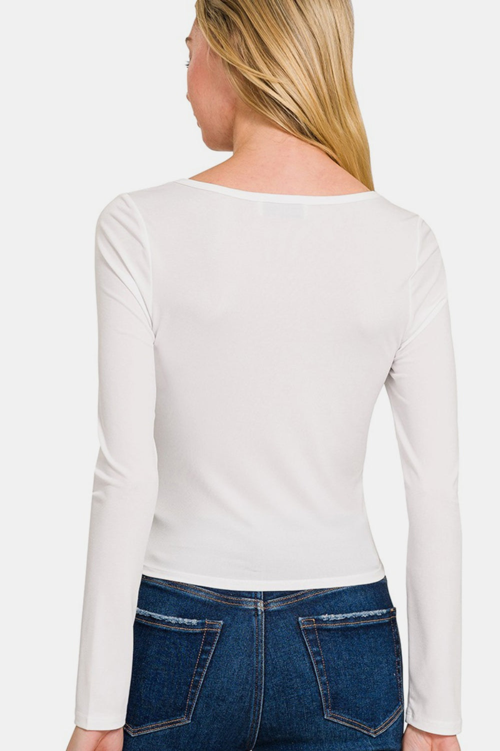 Square Neck Fitted Long Sleeve Tee