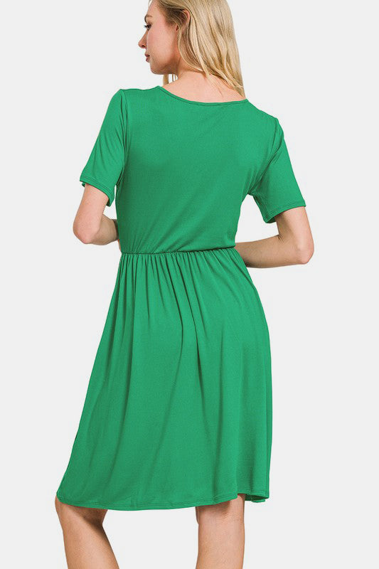 Brushed DTY Buttery Soft Fabric Surplice Dress