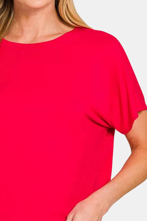 Cropped Round Neck Tee / RUBY