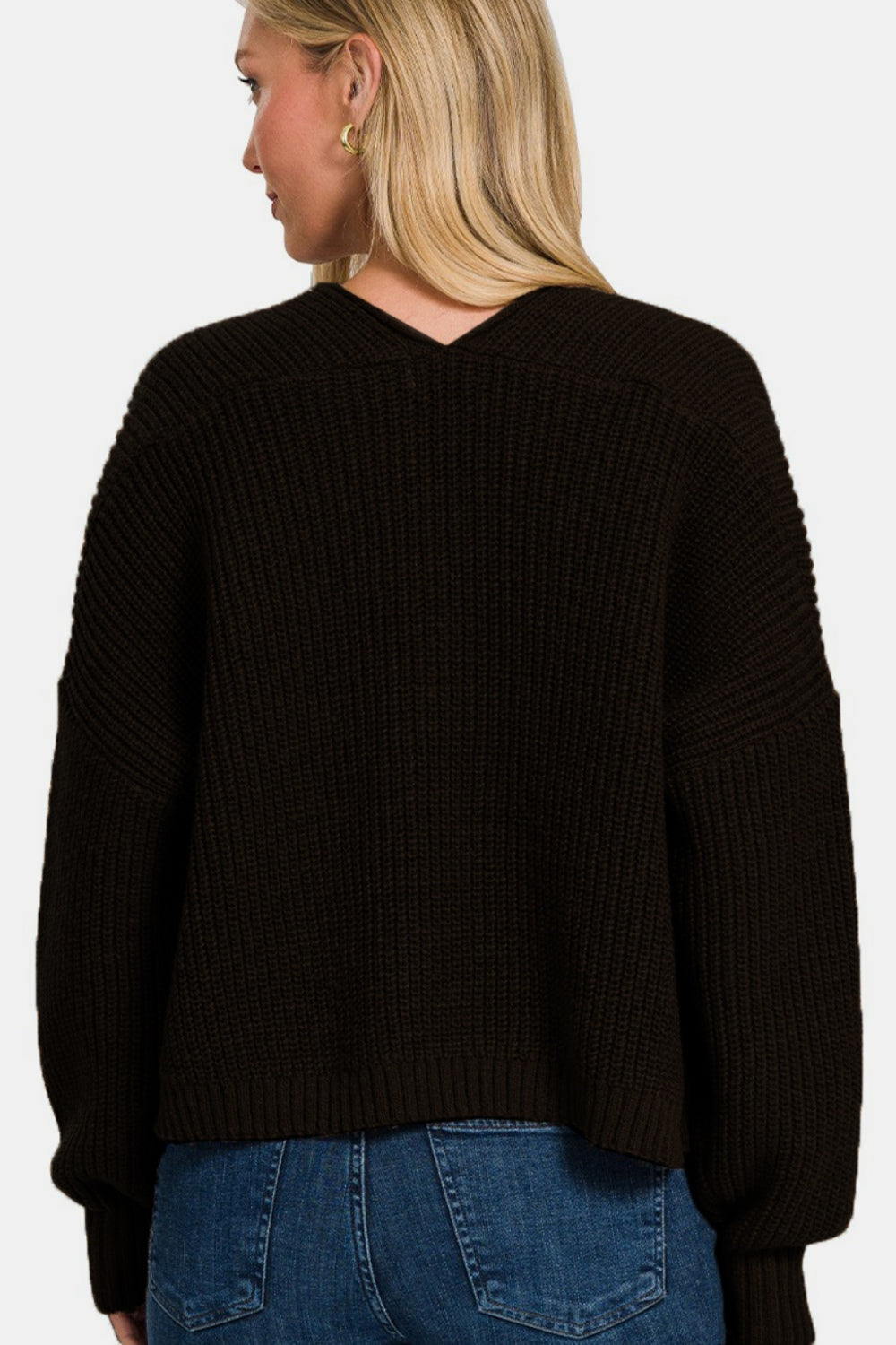 Open Front Drop Shoulder Sweater Cardigan