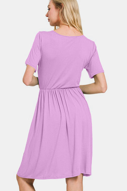 Brushed DTY Buttery Soft Fabric Surplice Dress