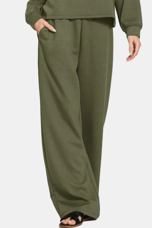 Scuba Crewneck Pullover & Pants Set / DK OLIVE