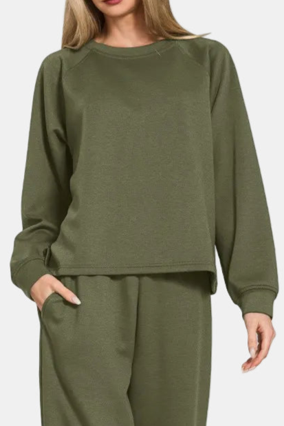 Scuba Crewneck Pullover & Pants Set / DK OLIVE