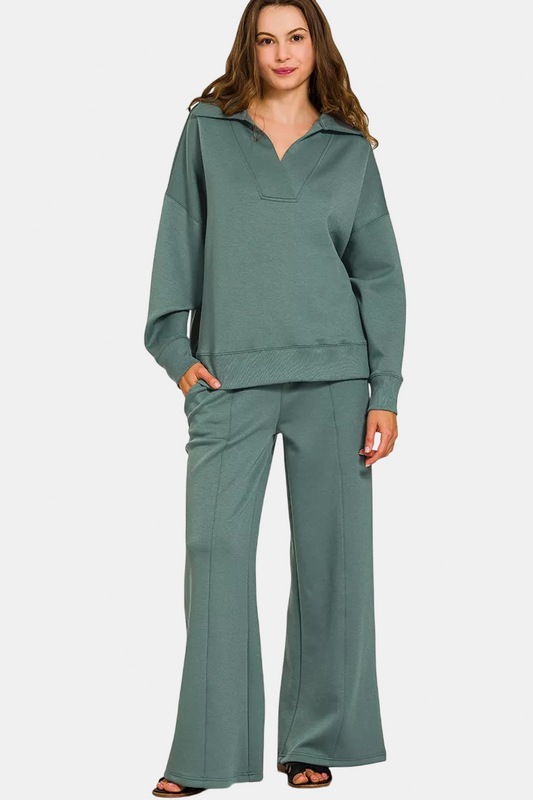 Scuba Collared Pullover & Pants Set / ASH JADE