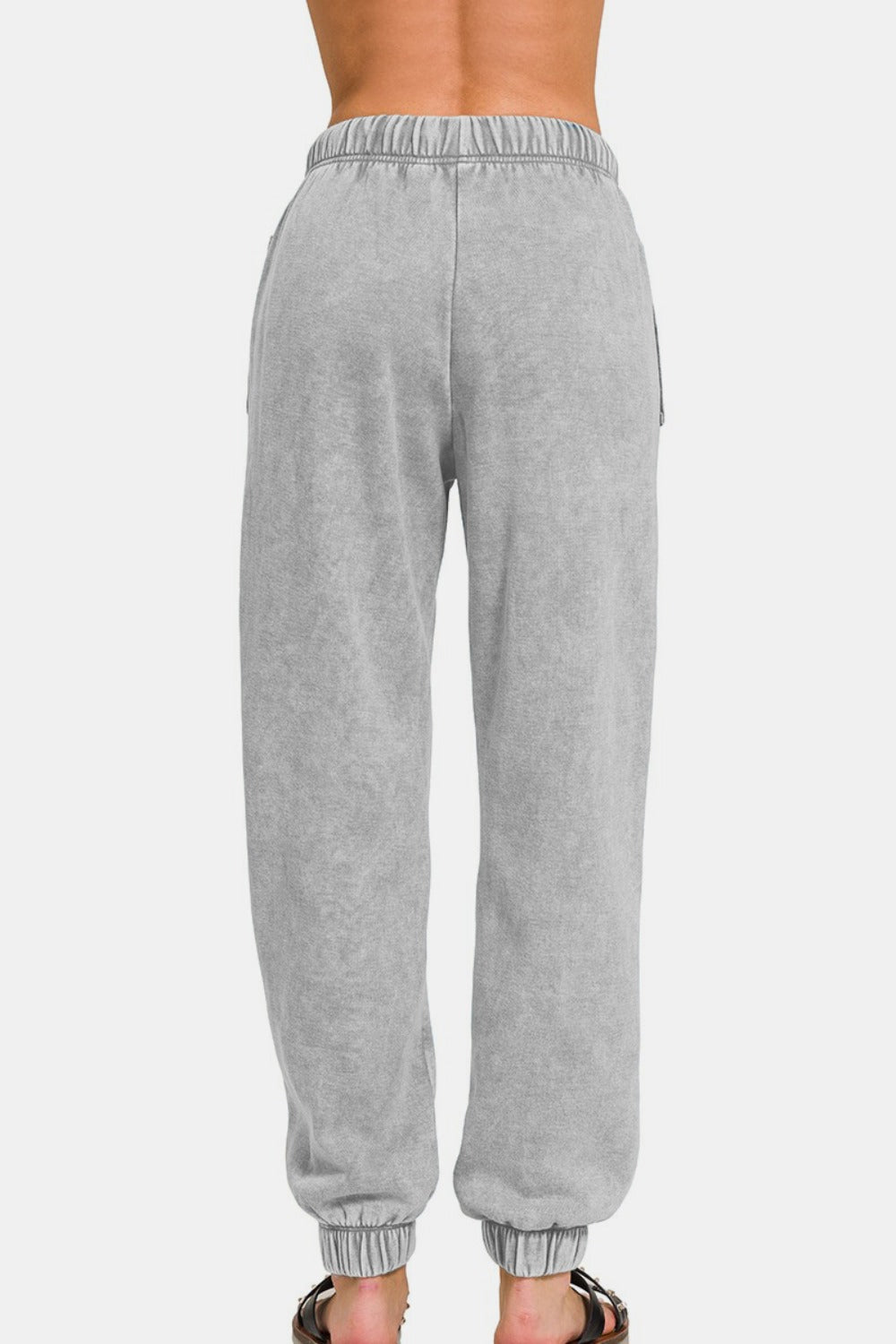 Acid Wash Fleece Sweatpants With Pockets