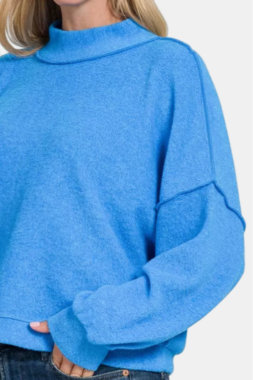 Brushed Melange Hacci Sweater / OCEAN BLUE