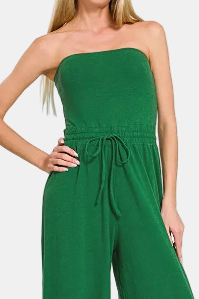 Tube Top Jumpsuit / DK GREEN