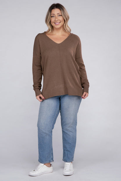 FINAL SALE - Plus Garment Dyed Front Seam Sweater