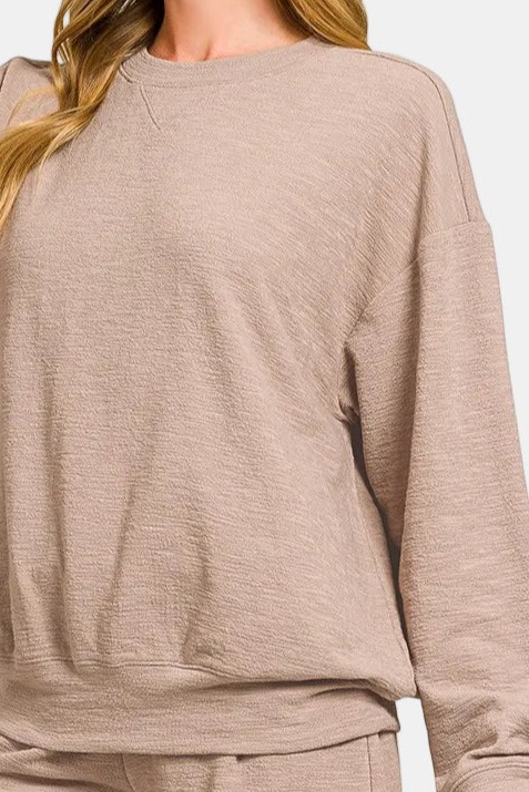 Slub Pullover & Shorts Set / ASH MOCHA
