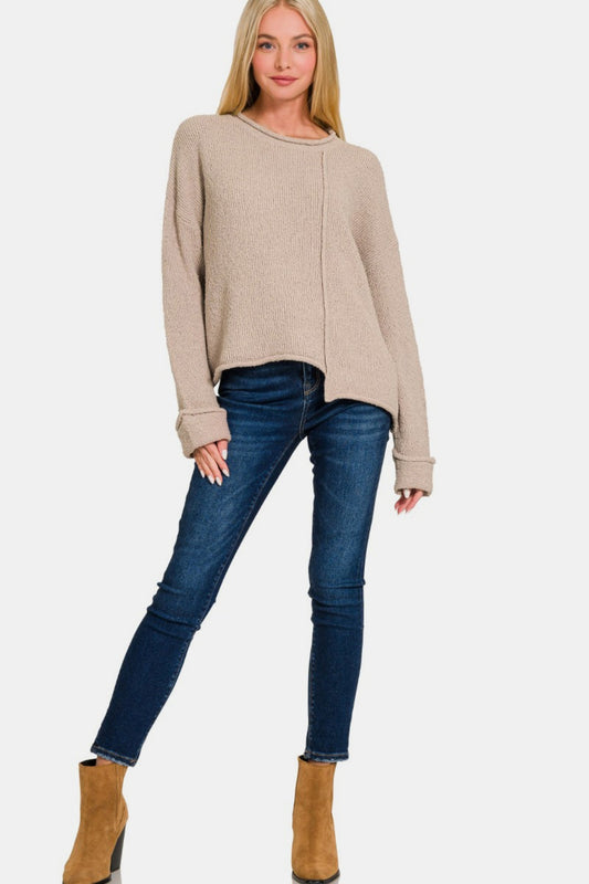Asymmetric Hem Sweater / ASH MOCHA