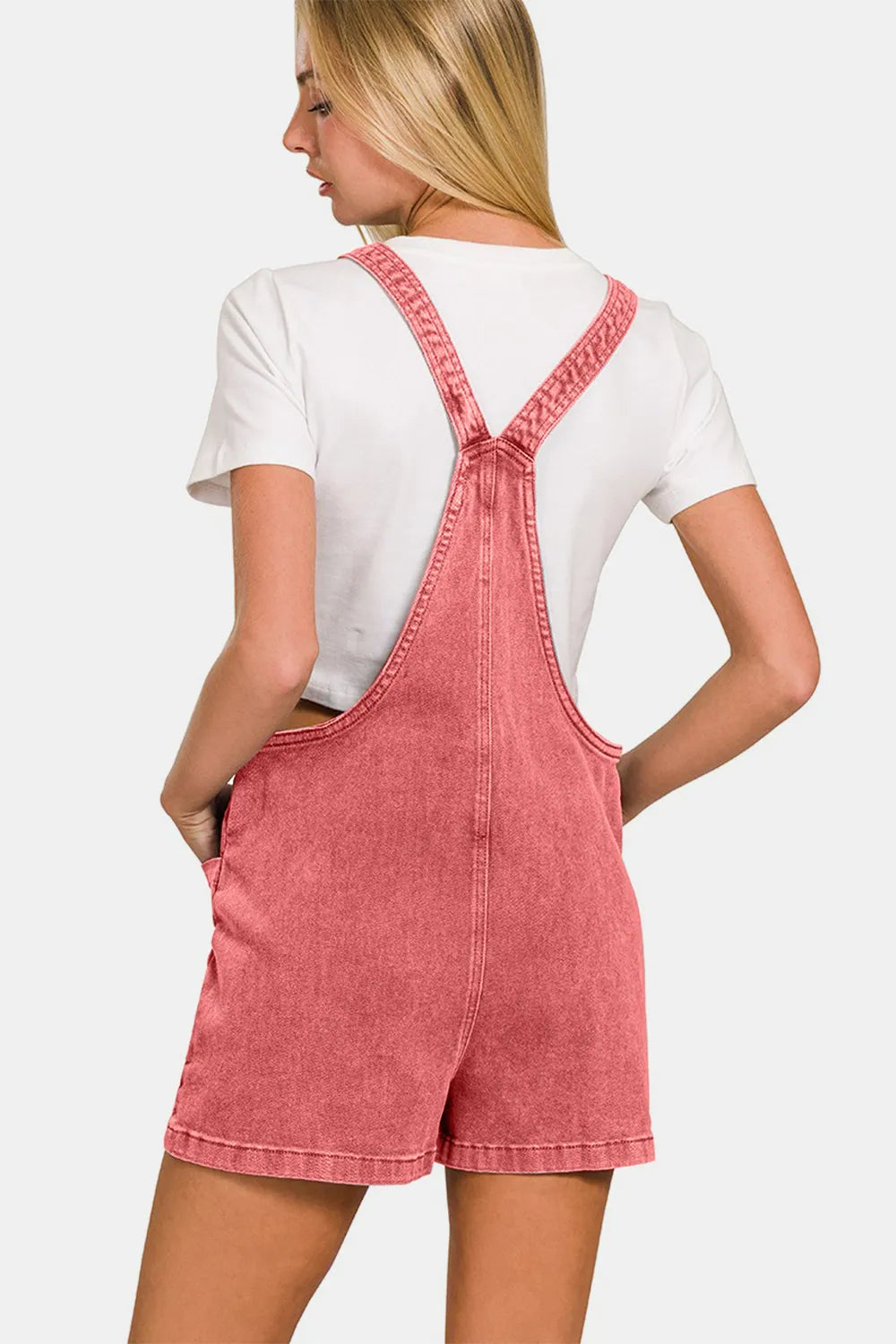 Washed Knot Strap Romper / CABERNET