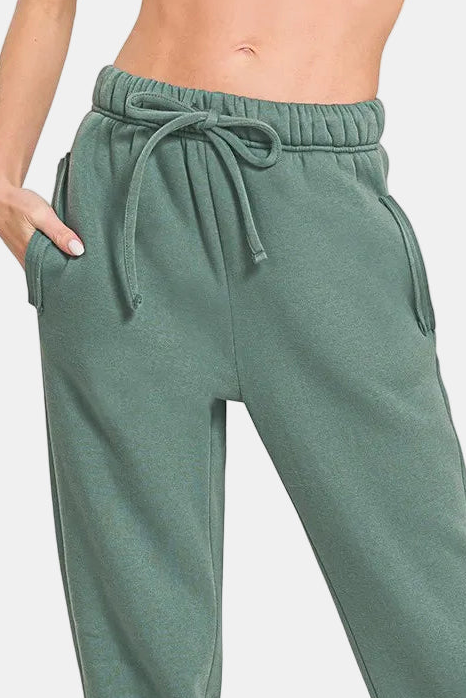 Fleece Drawstring Joggers With Pockets / ASH JADE