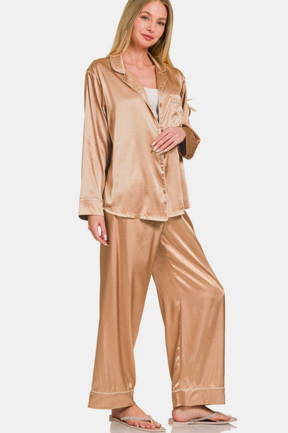 Satin Long Sleeve Pajama Set