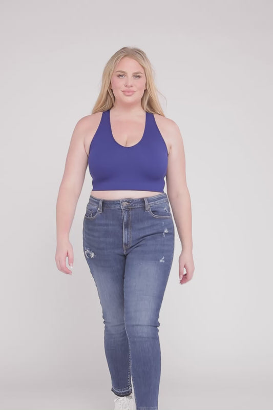 Plus Seamless Ribbed Cropped Racerback Tank Top