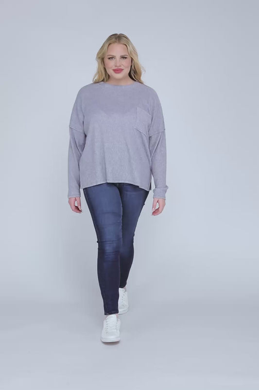 Plus Ribbed Brushed Melange Hacci Sweater