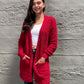 Long Sleeve Popcorn Sweater Cardigan With Pockets