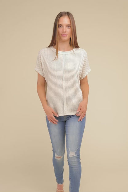 Dolman Short Sleeve Jacquard Sweater