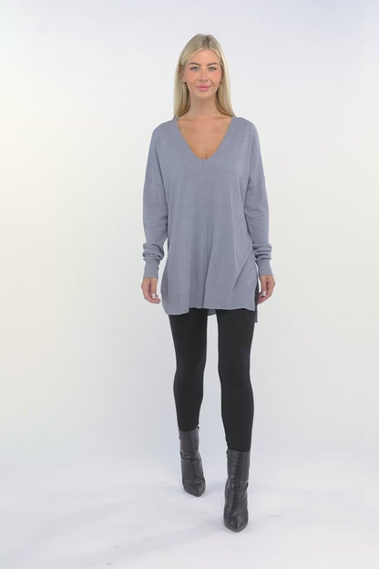 Hi-Low Hem Front Seam Sweater