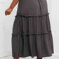 Woven Drawstring Waist Tiered Ruffle Maxi Skirt