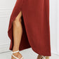 Smocked Waist Side Slit Maxi Skirt With Pockets