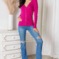 Snap Button Sweater Cardigan With Ribbed Detail