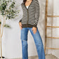 Striped Snap Button Cardigan