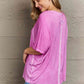 Washed Dolman Sleeve Boat Neck Top w/ Hi-Low Hem