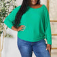 Ribbed Batwing Long Sleeve Boat Neck Sweater