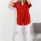 Double Gauze Button Down Raw Edge Short Sleeve Shirt