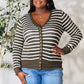 Striped Snap Button Cardigan