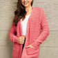 Long Sleeve Popcorn Sweater Cardigan With Pockets