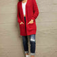 Long Sleeve Popcorn Sweater Cardigan With Pockets