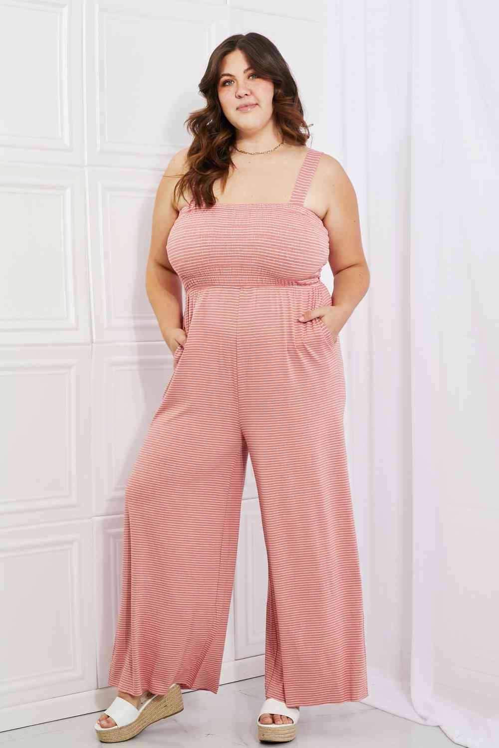 Smocked Top Striped Jumpsuit