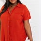 Double Gauze Button Down Raw Edge Short Sleeve Shirt