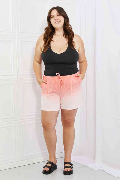 French Terry Dip Dye Drawstring Waist Shorts