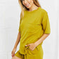 Drop Shoulder Top & Drawstring Waist Shorts Set